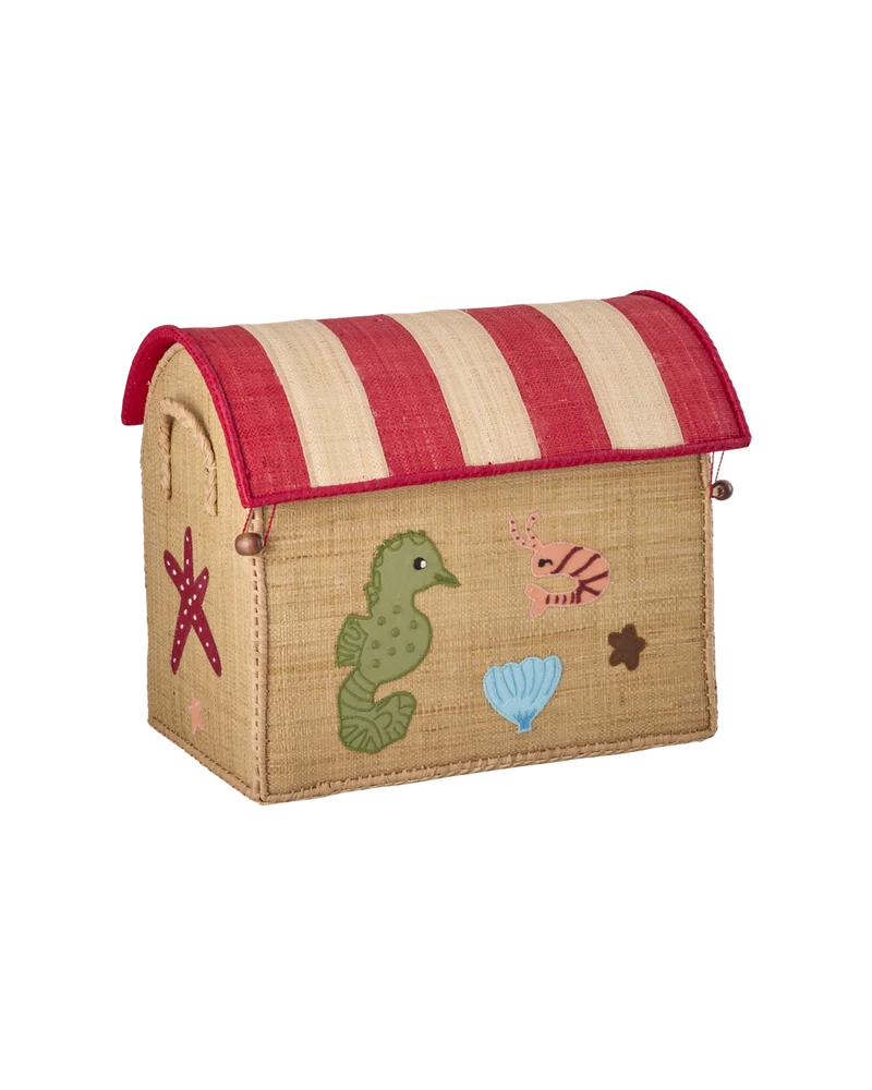 Lille Raffia Opbevaringshus - Te - Ocean Theme