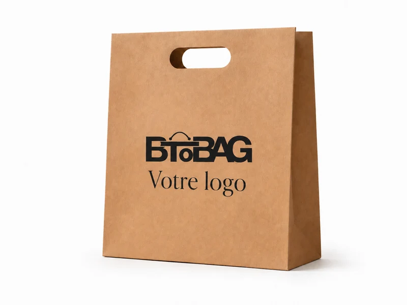 Sac kraft poignées découpées personnalisé