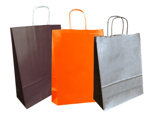 Sac kraft couleur poignées torsadées