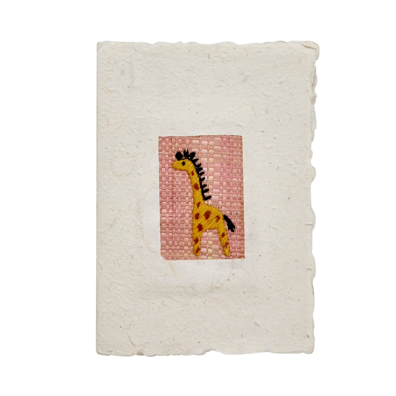 A5 Papir Kort med Kuvert - Gul - Giraffe