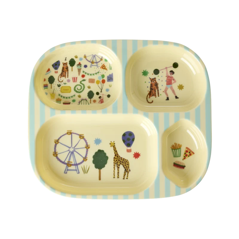 Børnetallerken med 4 Rum - Mint - Fun Fair Print