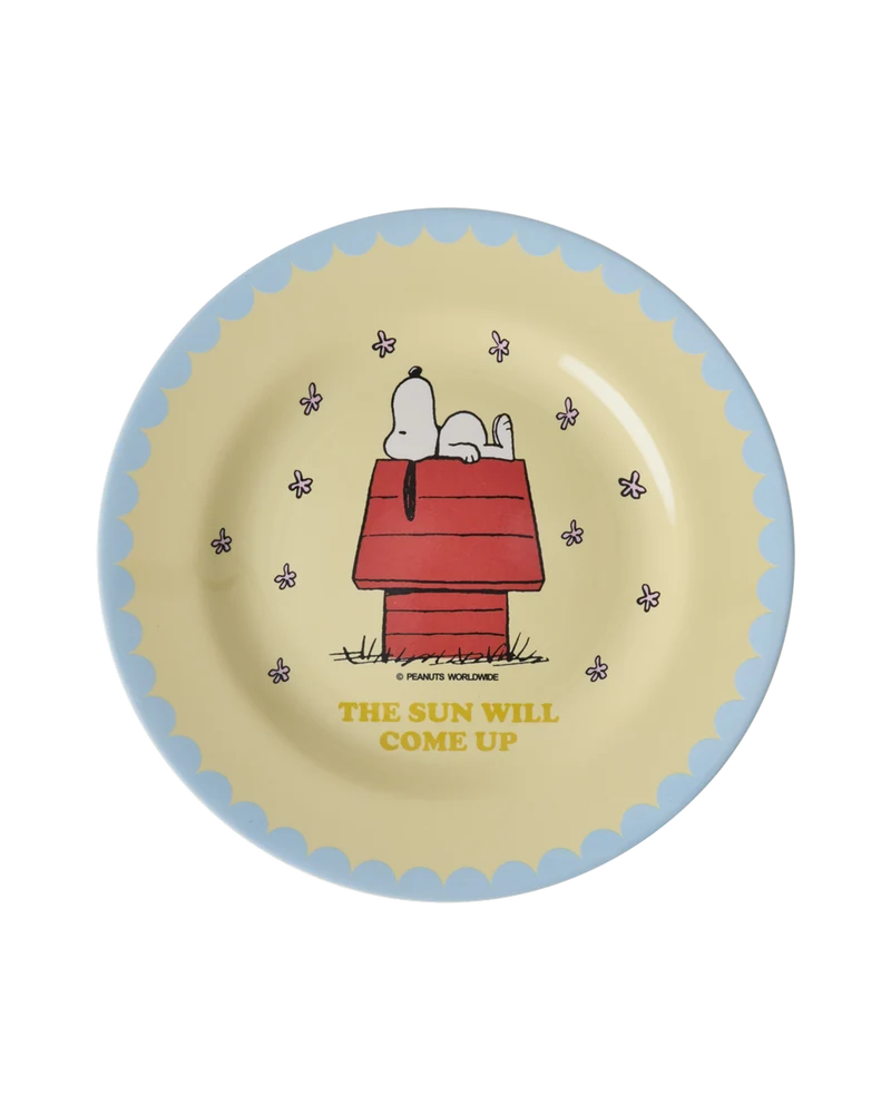 Rund Sidetallerken - Creme - Snoopy Print