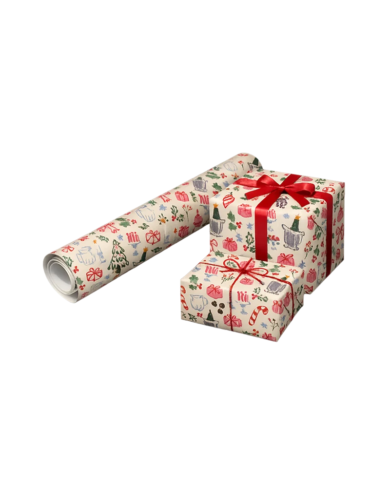 Gavepapir - Creme - Xmas Galore Print