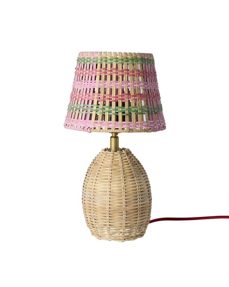 Lille Natur Rattan Bordlampe - Pink