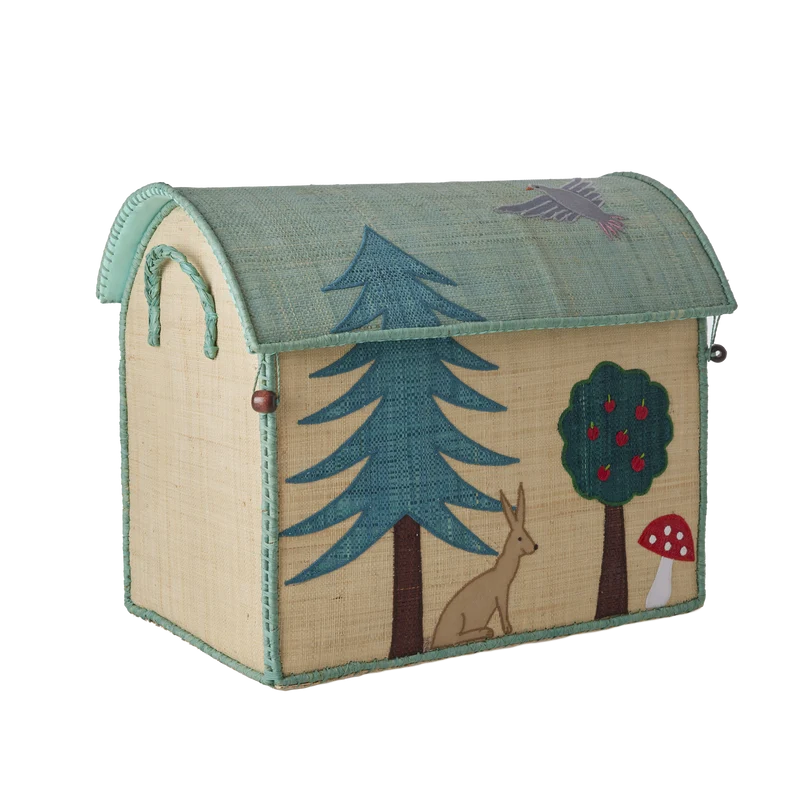 Mellem Raffia Opbevaringshus - Natur - Happy Forest Print