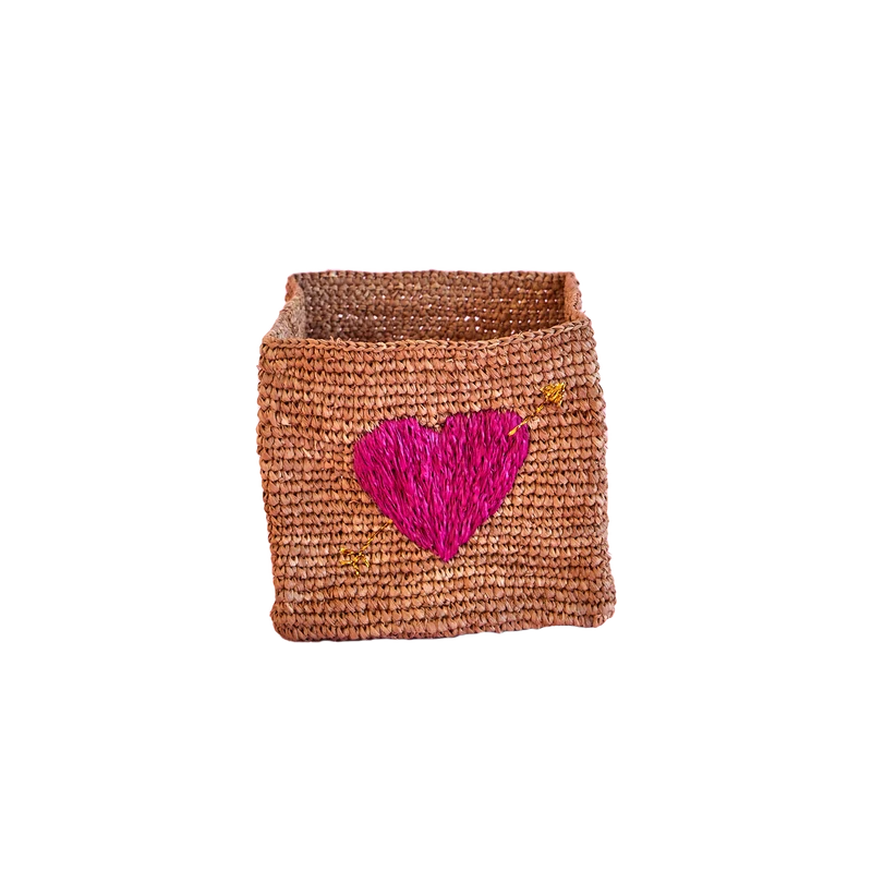 Stor Firkantet Raffia Opbevaringskurv - Te - Red Heart Embroidery