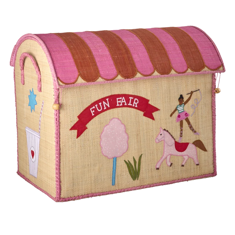 Stor Raffia Opbevaringshus - Natur - Fun Fair Theme