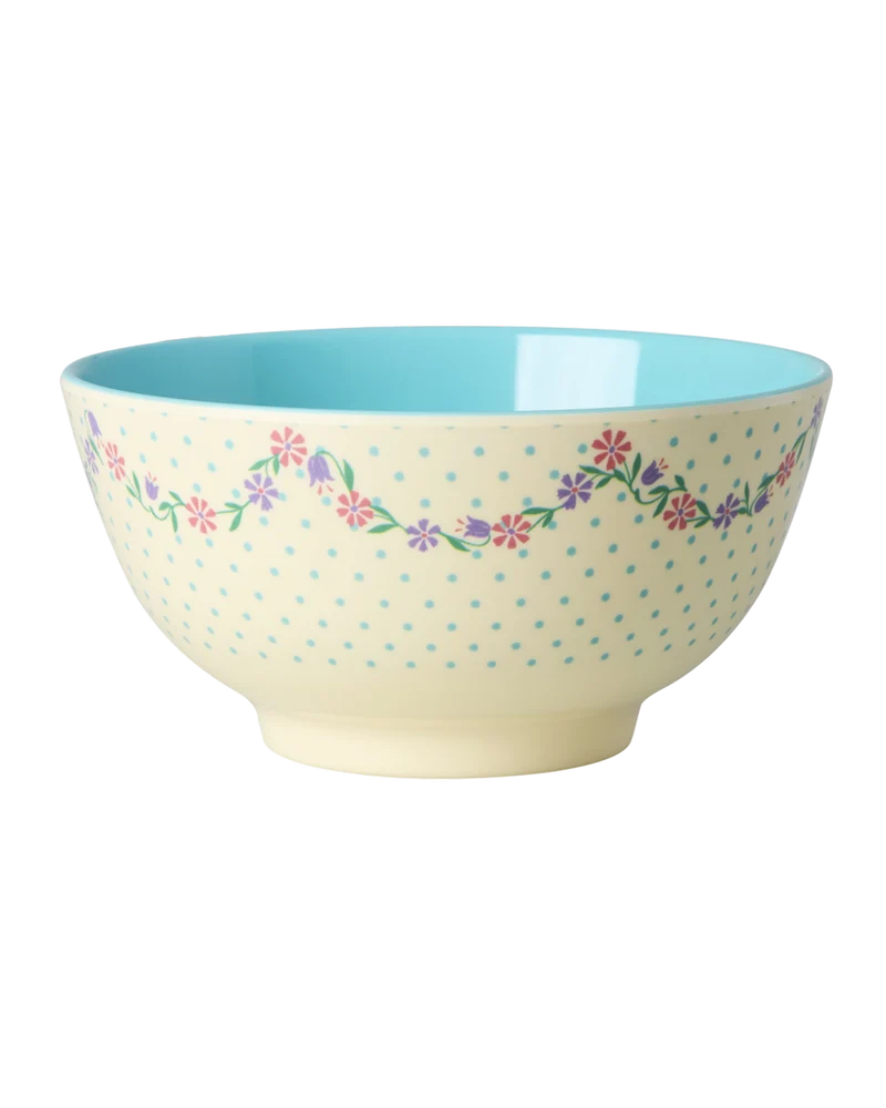 Mellem Skål - Creme - Dots and Flowers Print