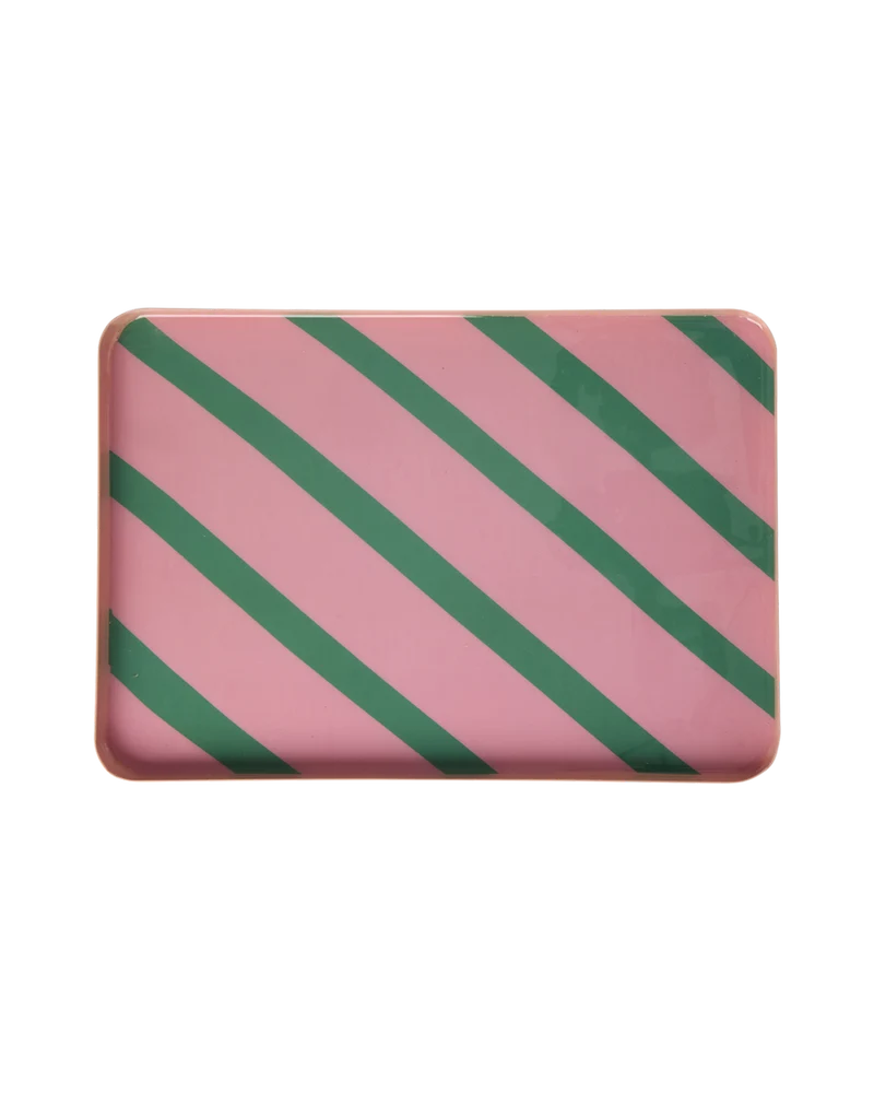 Stor Rektangulær Metal Bakke - Pink
