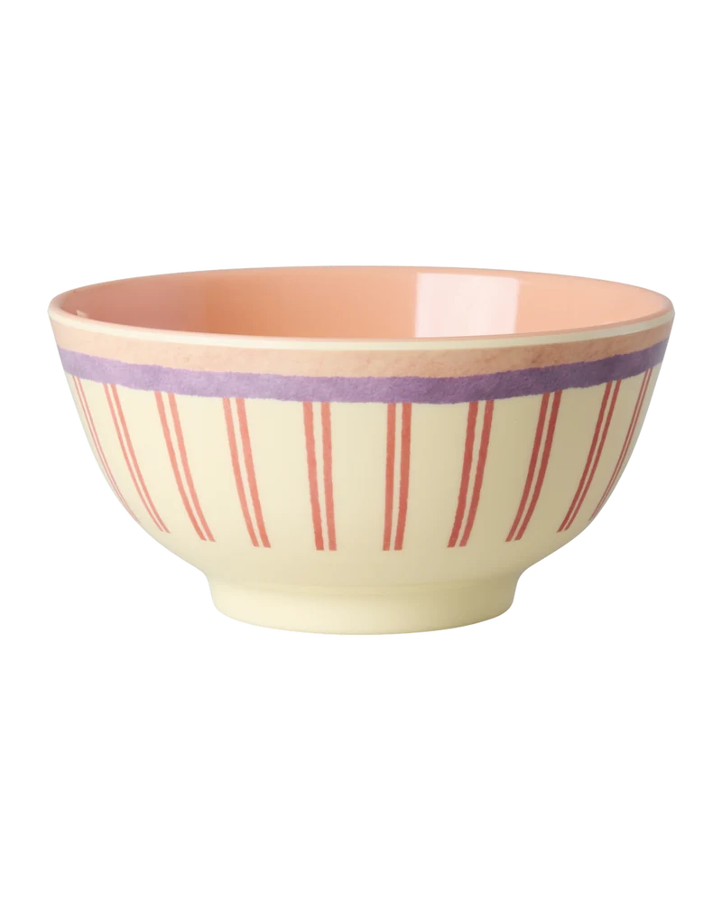 Mellem Skål - Creme - Stripey Love Print