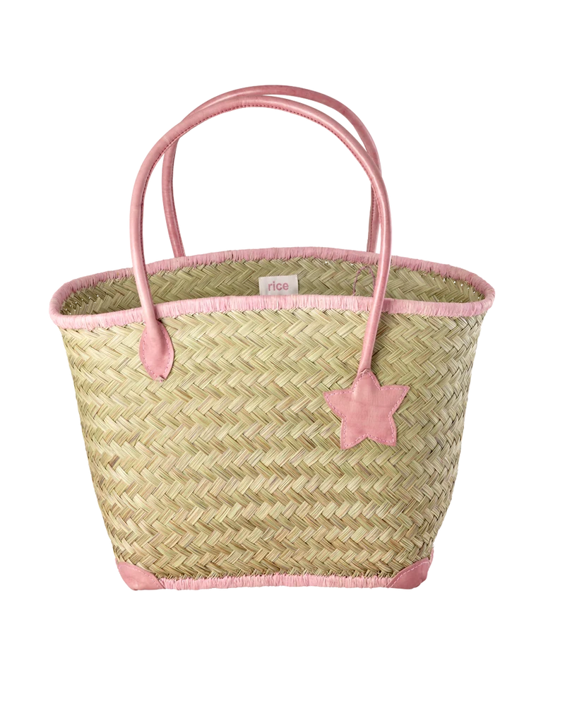 Stor Raffia Taske - Pink