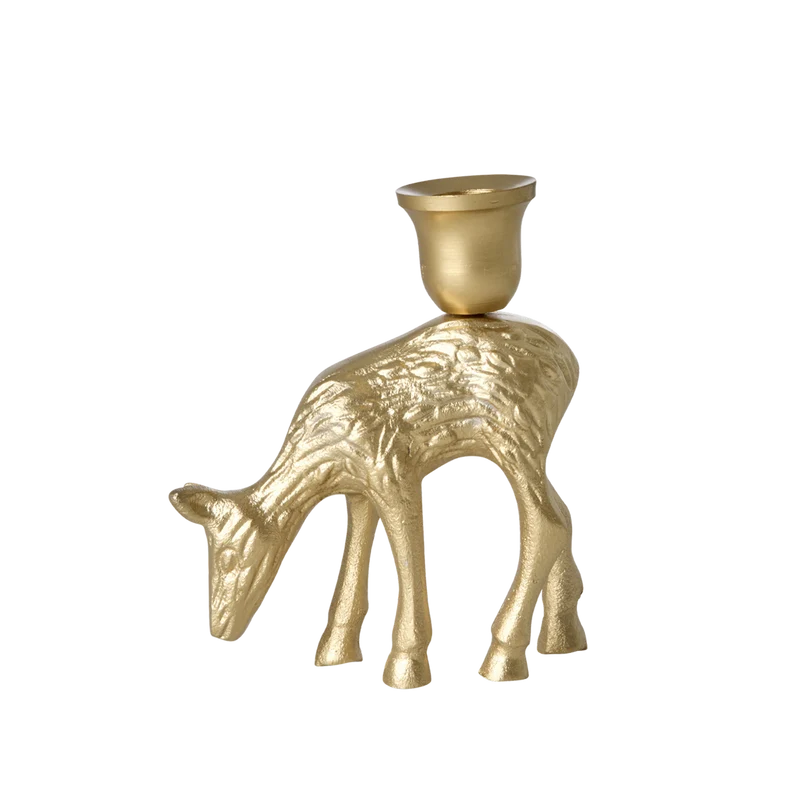 Lille Støbejern Lysestage - Guld