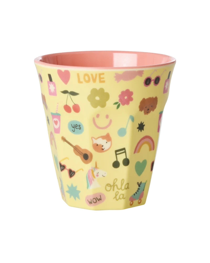 Mellem Børnekop - Lys Gul - Unicorn Love Print