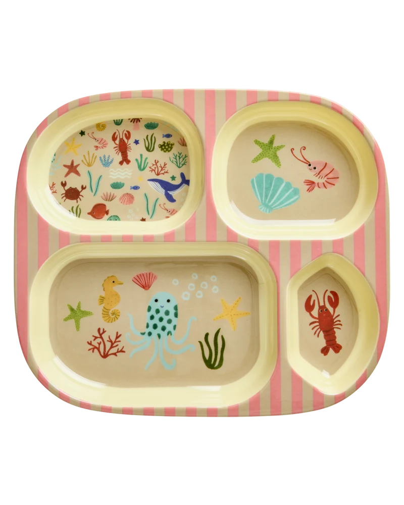 Børnetallerken med 4 Rum - Koral - Ocean Print