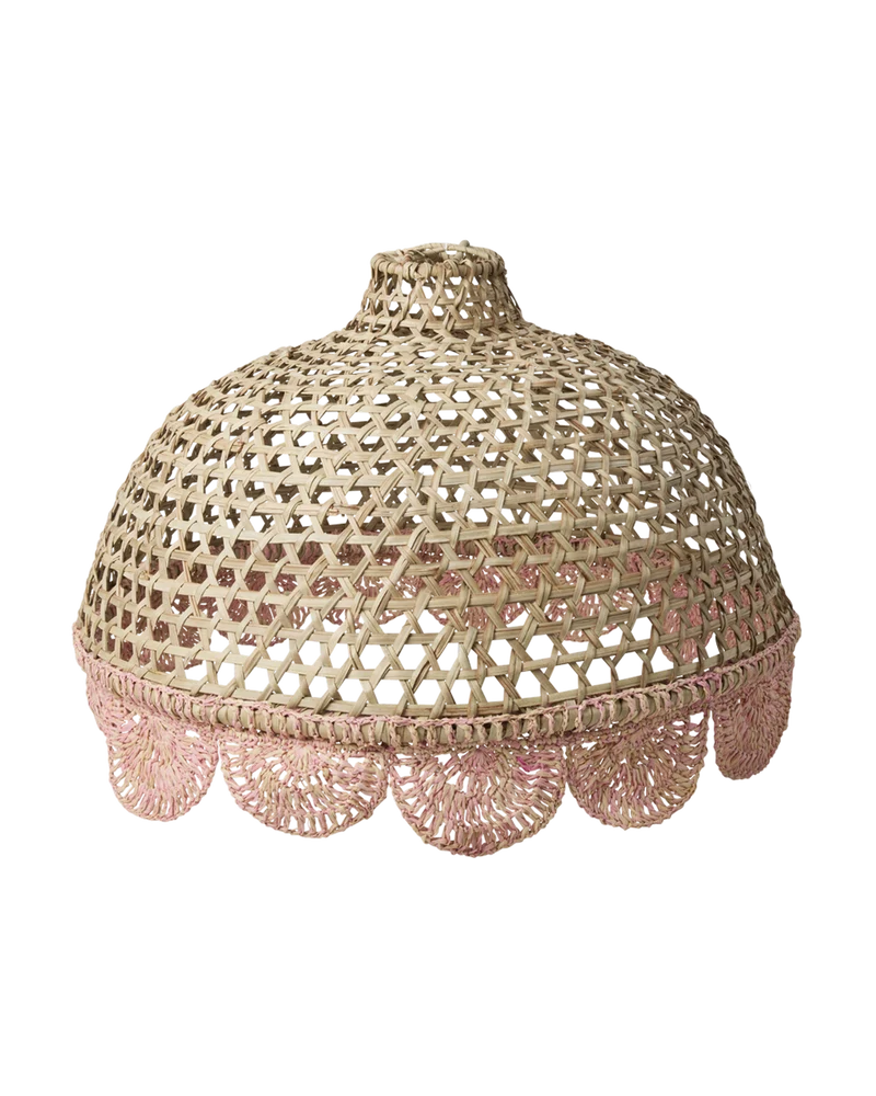 Raffia Lampeskærm - Lyserød