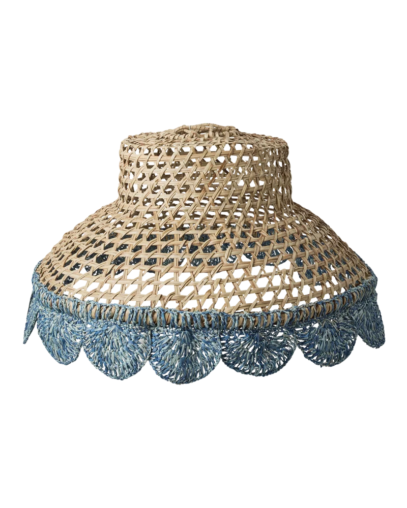 Raffia Lampeskærm - Blå