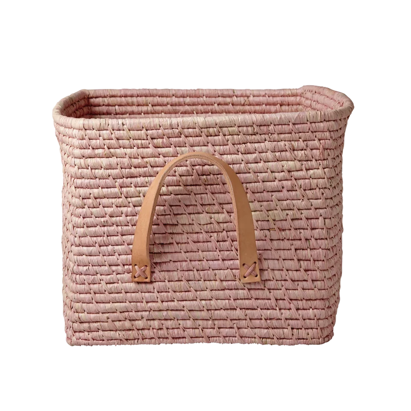 Raffia Opbevaringskurv - Lyserød