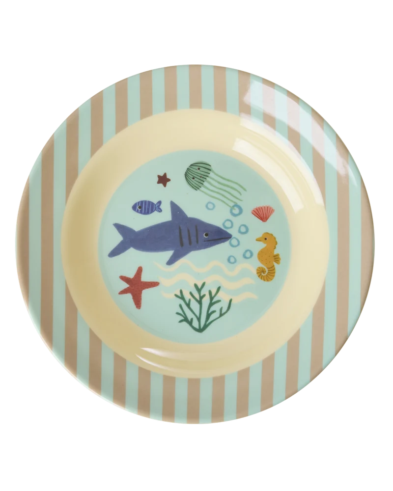 Børneskål - Blå - Ocean Print