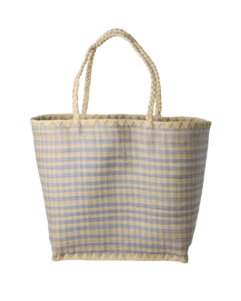 Stor Raffia Taske - Blå