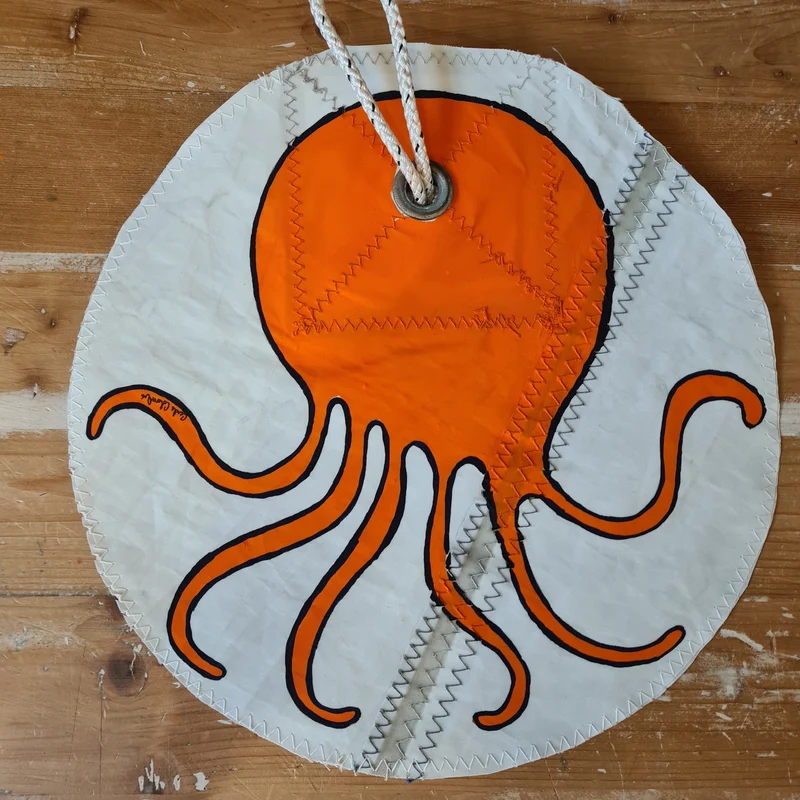 Peinture sur voile Poulpe par Cécile Colombo