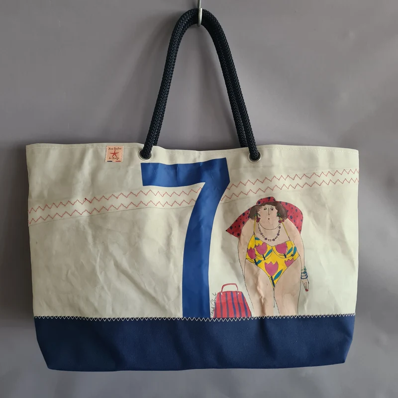Cabas grand Navy "Baigneuse" Cécile Colombo