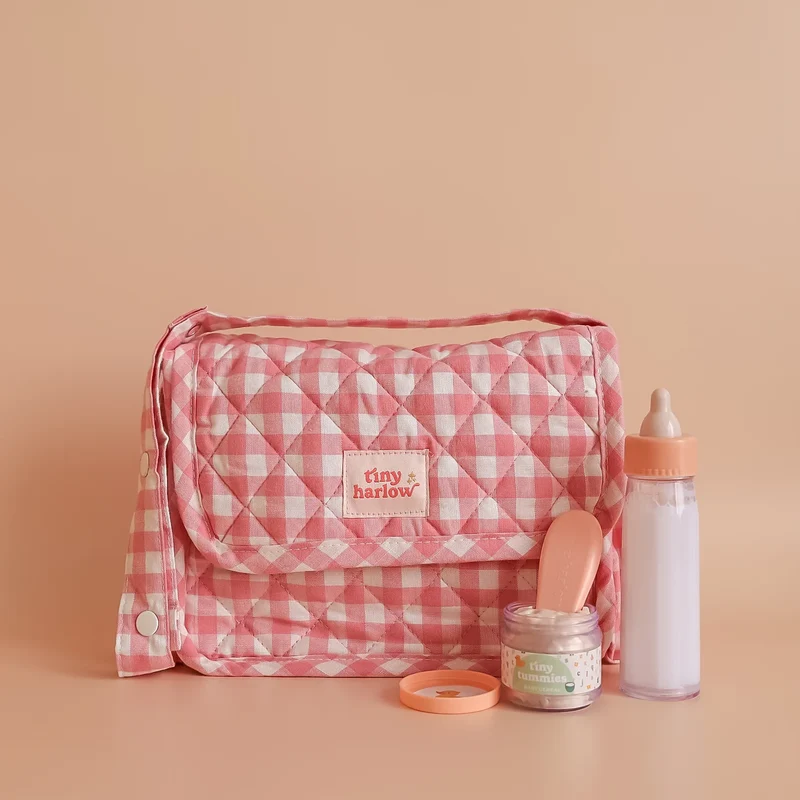 Coffret Sac à Langer poupée - Vichy rose