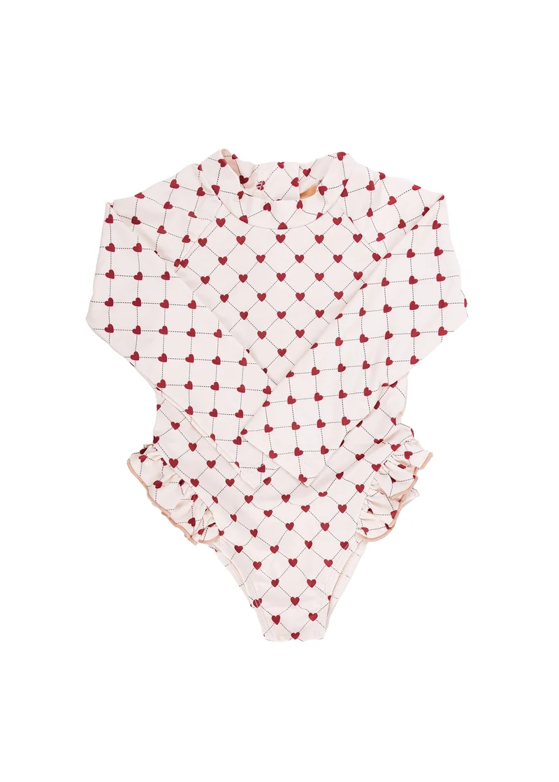 Maillot de Bain manches longues Ariella - Coeurs