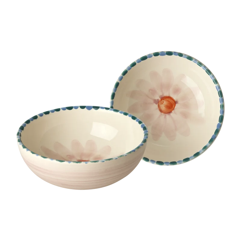 Keramik Skål - Lavendel - Hand-painted Soft Pink Flower