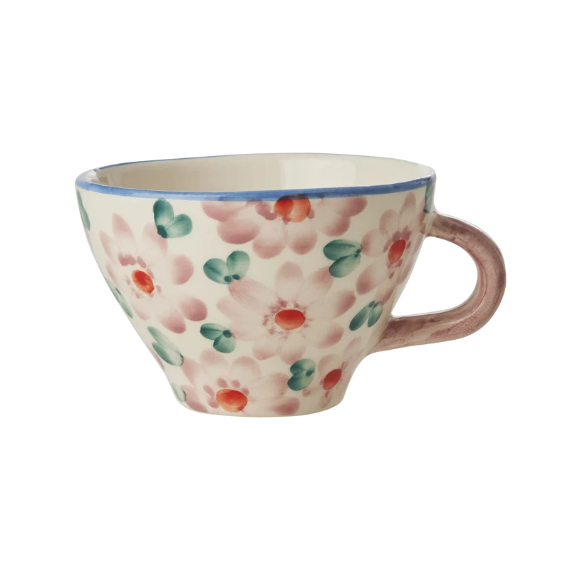 Keramik Tekop - Pink - Hand-painted Flowers