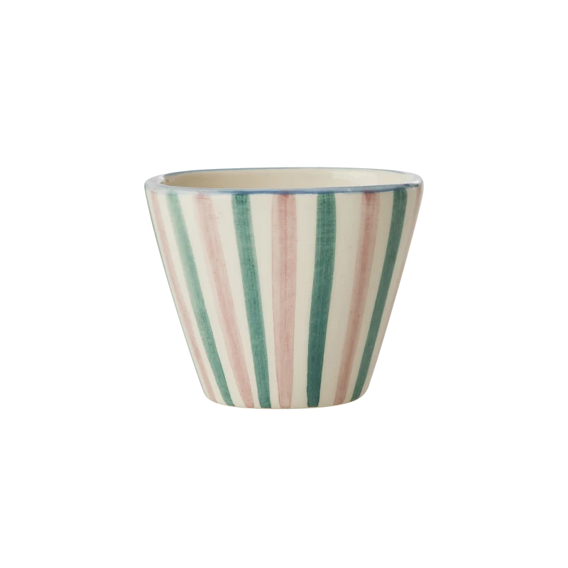 Ekstra lille Oval Keramik Espressokop - Hand-painted Stripes