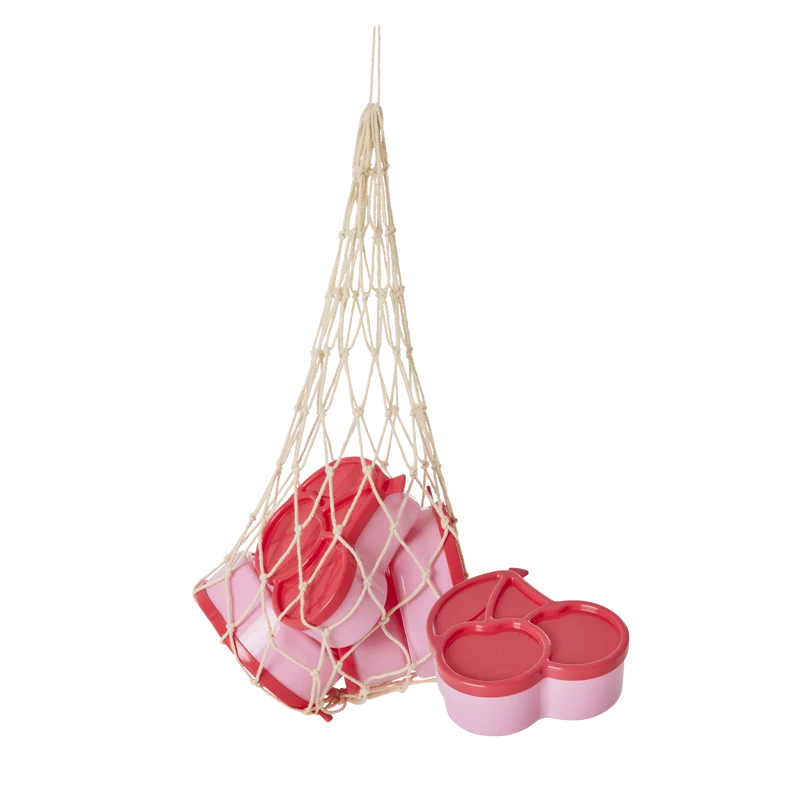 Lille Kirsebær Madopbevaring - Pink - 4-pak