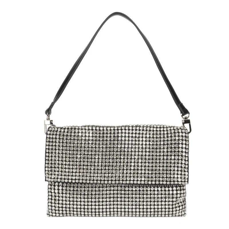 Josie Riona Glitter Clutch Handbag Silver