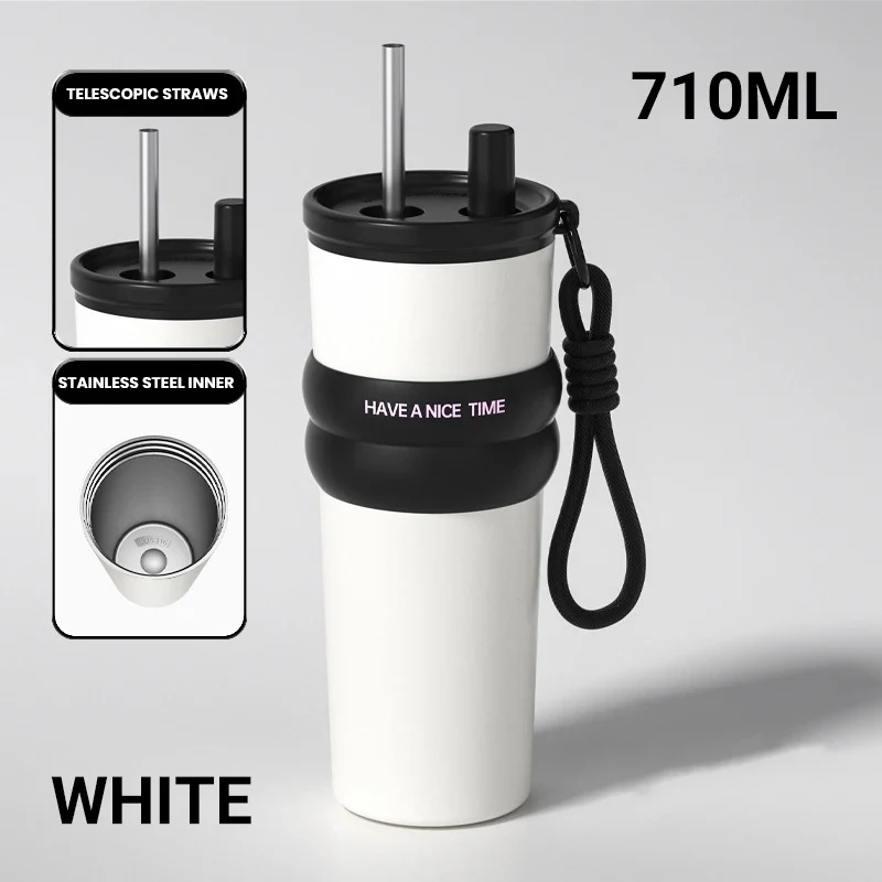 Gourde Isotherme Motif Inox avec Bandoulière