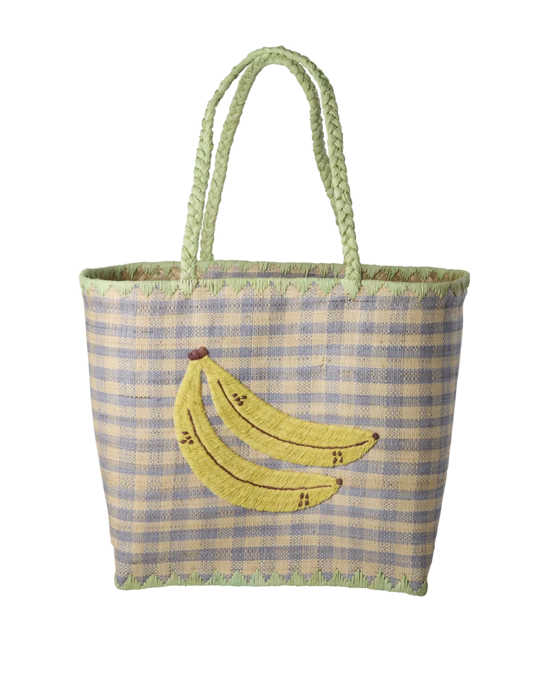 Stor Raffia Taske - Blå
