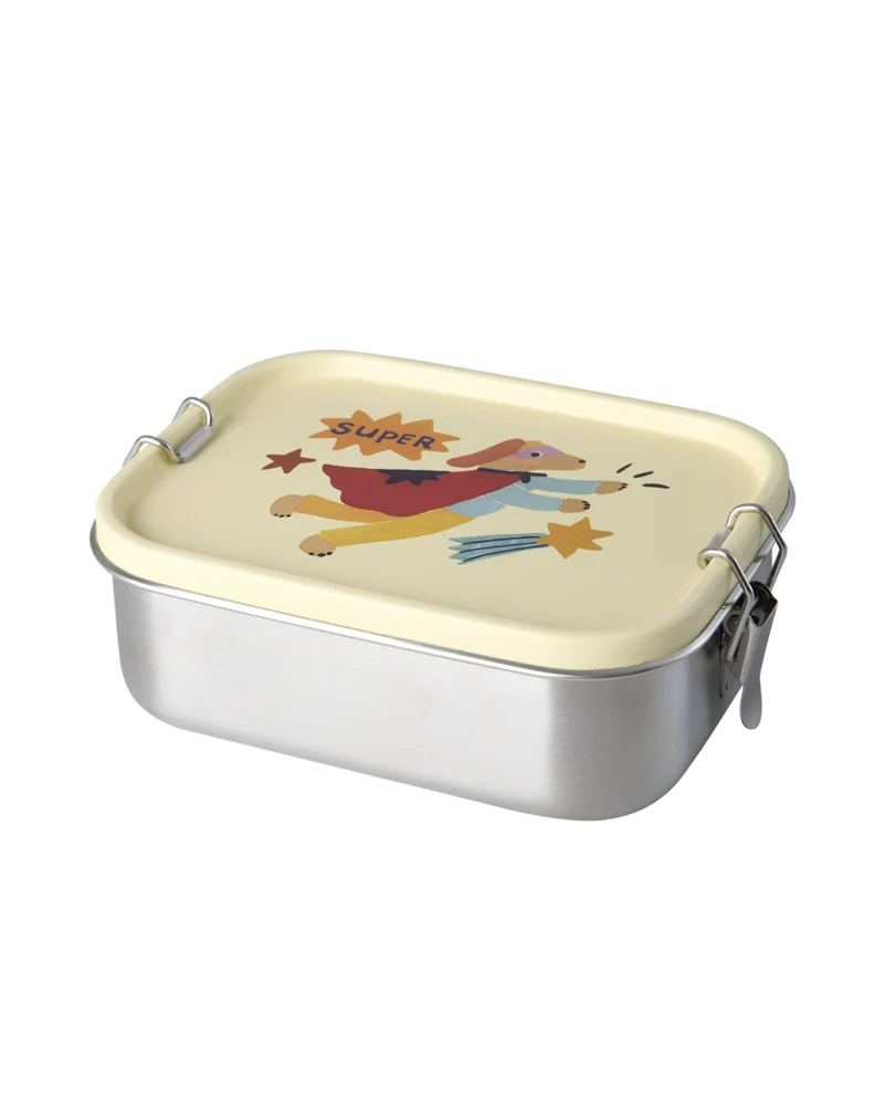 Lille Rustfri Stål Madkasse - Creme - Hero Print