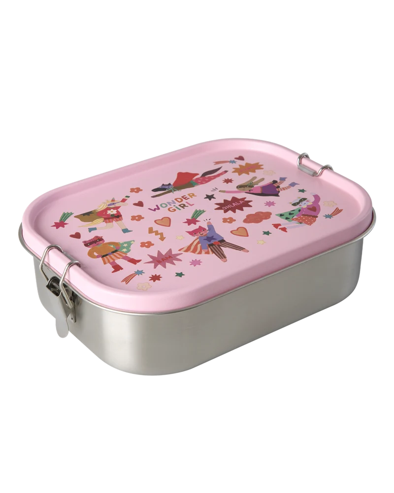 Stor Rustfri Stål Madkasse - Pink - Hero Print
