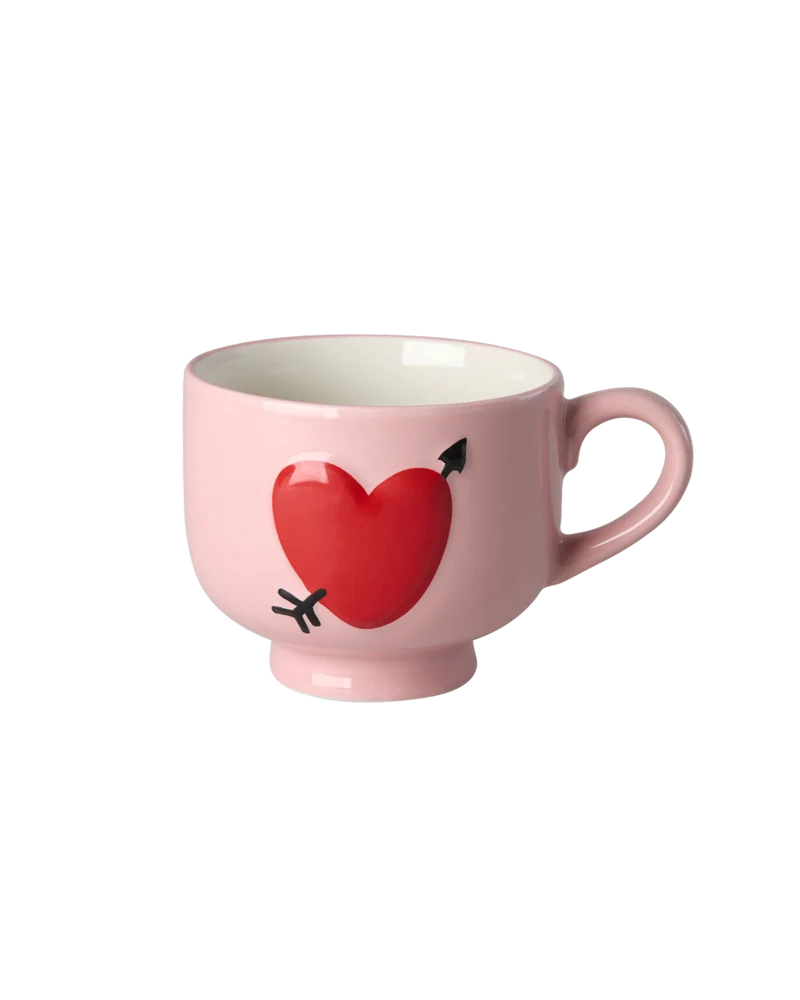 Keramik Krus - Pink - Embossed Heart Design