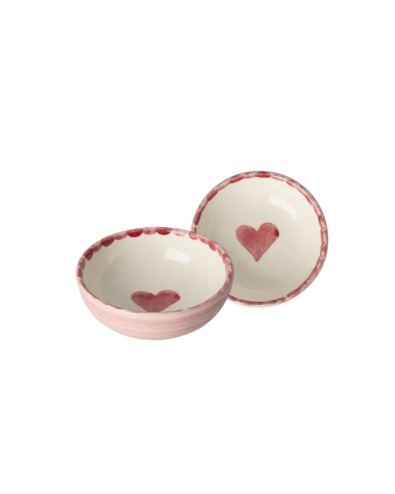 Lille Keramik Dip skål - Pink - Hand-painted Heart