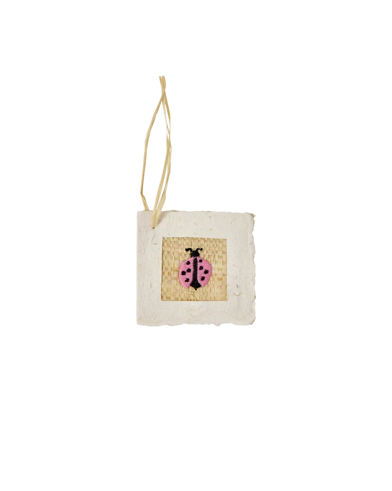 Lille Papir Gavemærke - Pink - Ladybug
