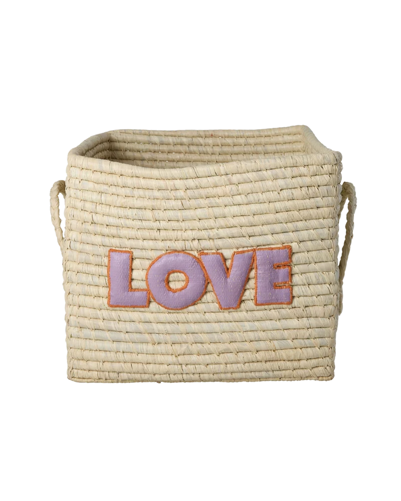 Firkantet Raffia Kurv - Natur - Love