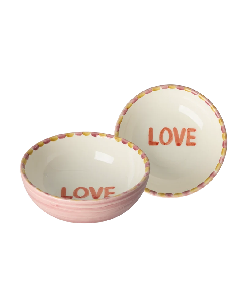Keramik Skål - Pink - Hand-painted LOVE