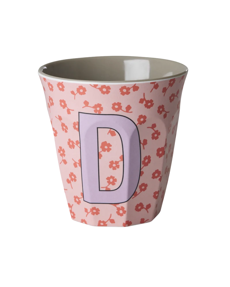 Mellem Alfabetkop - Pink - D - Flowers