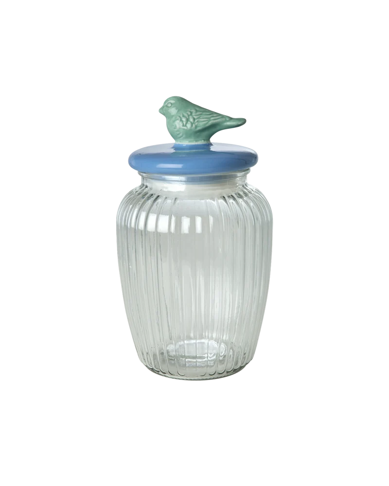 Stor Glas Krukke - Blå