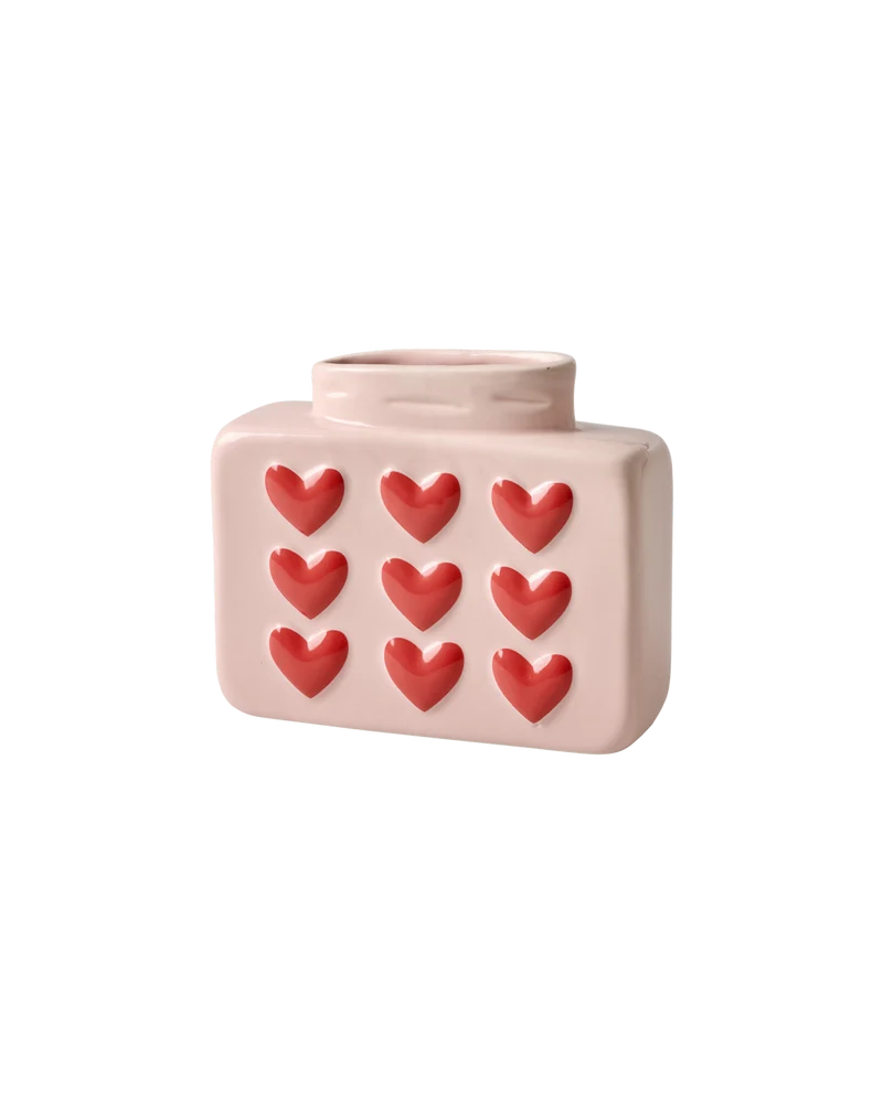 Lille Firkantet Keramik Vase - Pink