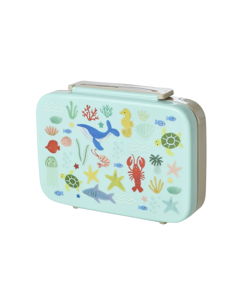 Plastik Madkasse - Blå - Ocean Print