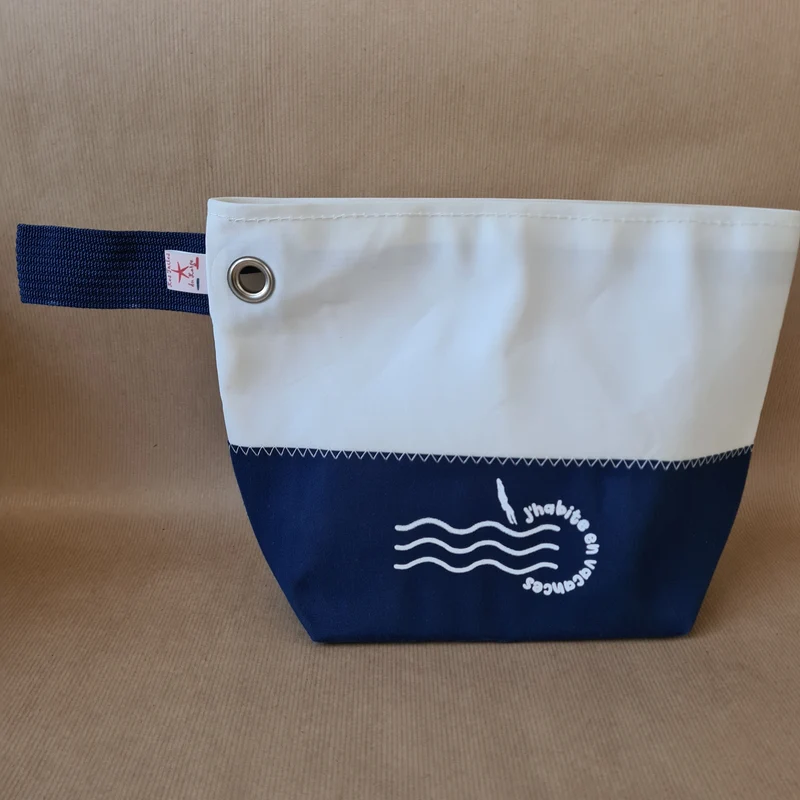 K-bin moyen Navy "J'habite en vacances"