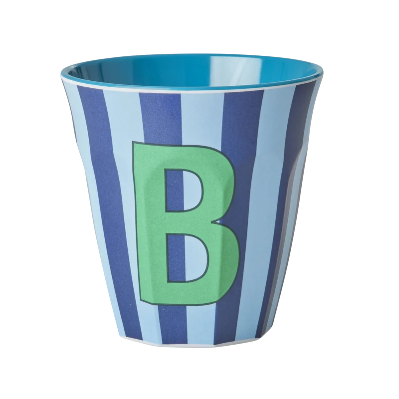 Mellem Alfabetkop - Blå - B - Stripes
