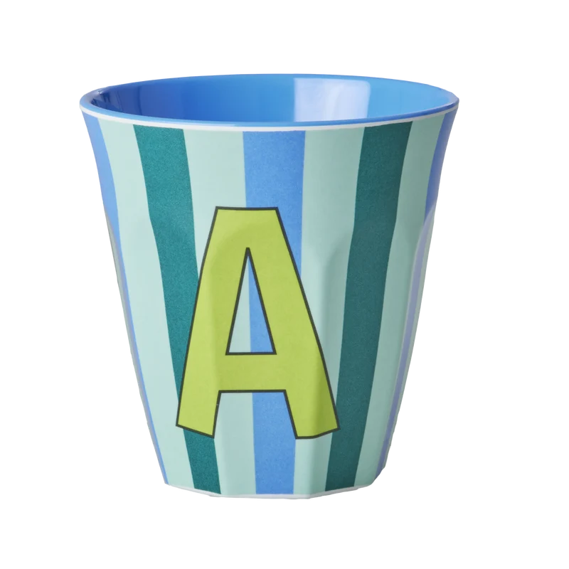 Mellem Alfabetkop - Blå - A - Stripes