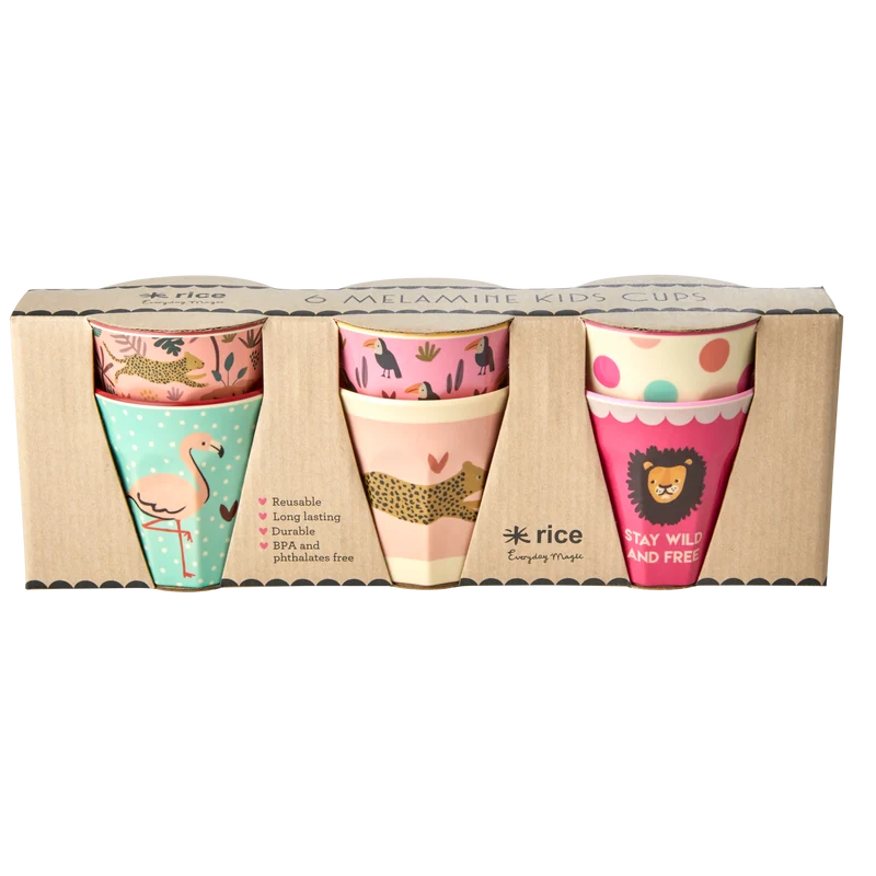 Lille Børnekop - Pink - Jungle Print - 6-pak