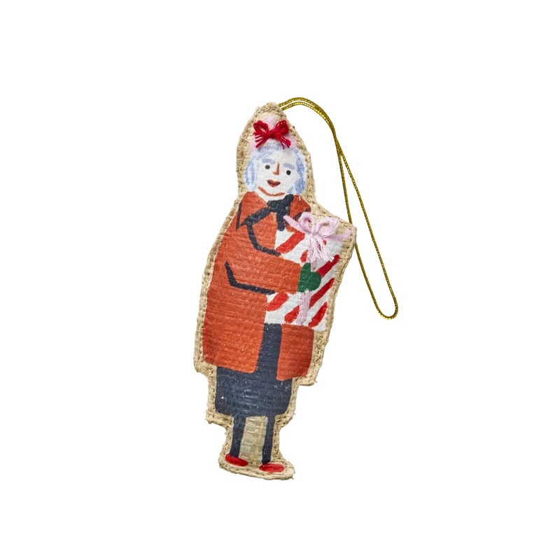 Raffia Julepynt - Rød - Lady with Gift Design
